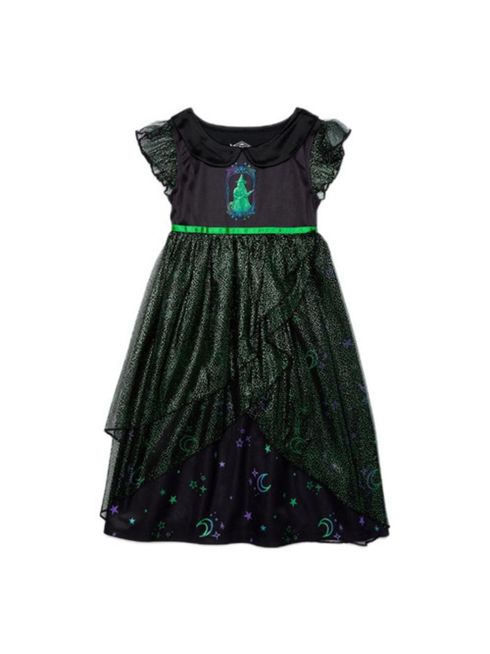 Wicked's Elphaba Toddler Girls 3T Black Green Tulle Fantasy Night Gown